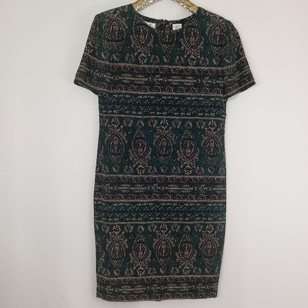 Vintage 90s Liz Claiborne Women's Hunter Green Silk Midi Dress size 4 Classic - Picture 7 of 11